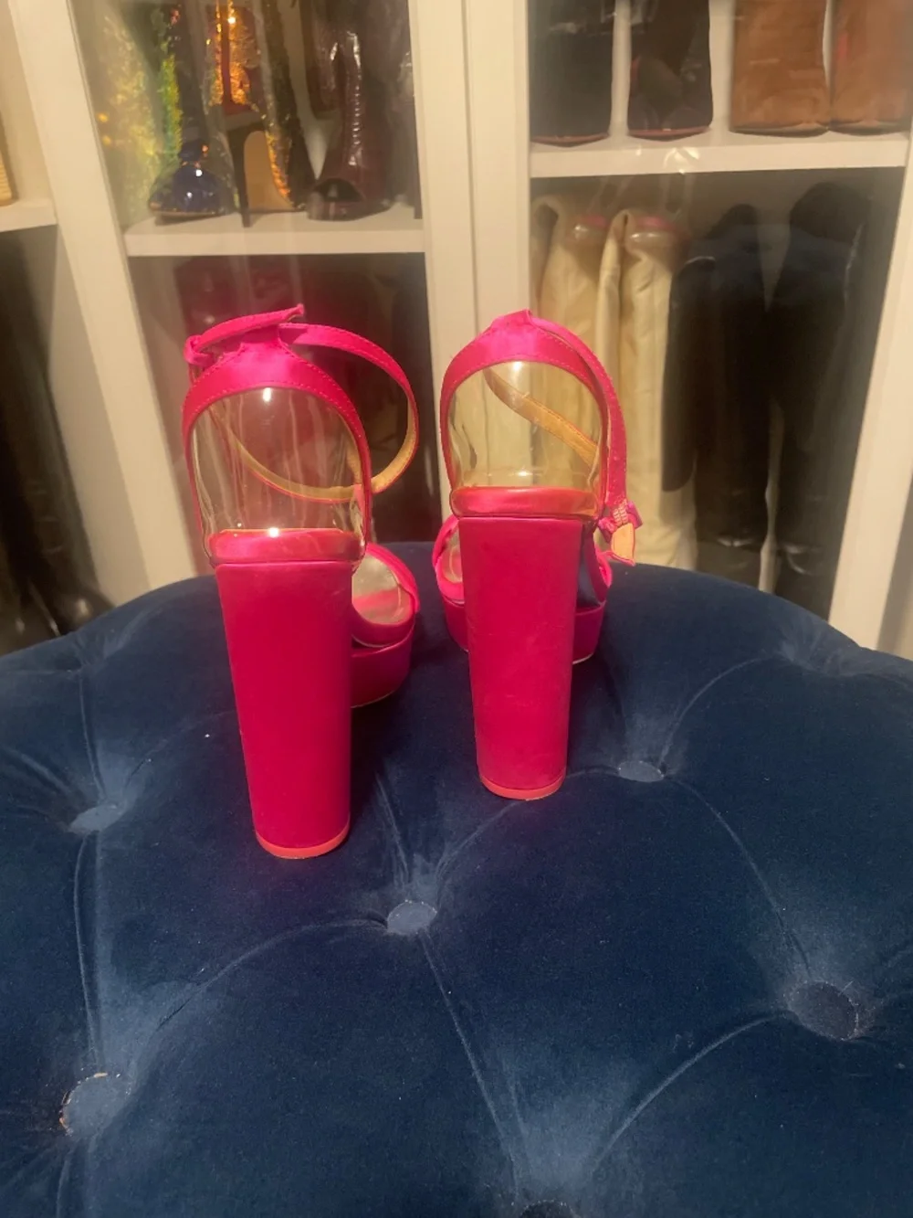 JESSICA RICH PINK SATIN PLATFORM Sandals 37, US SZ 7